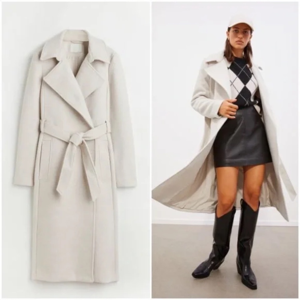 H&M Tie-Belt Wool Coat